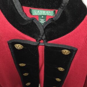 Lauren Ralph Lauren Military Style Red Blazer with Black Accents